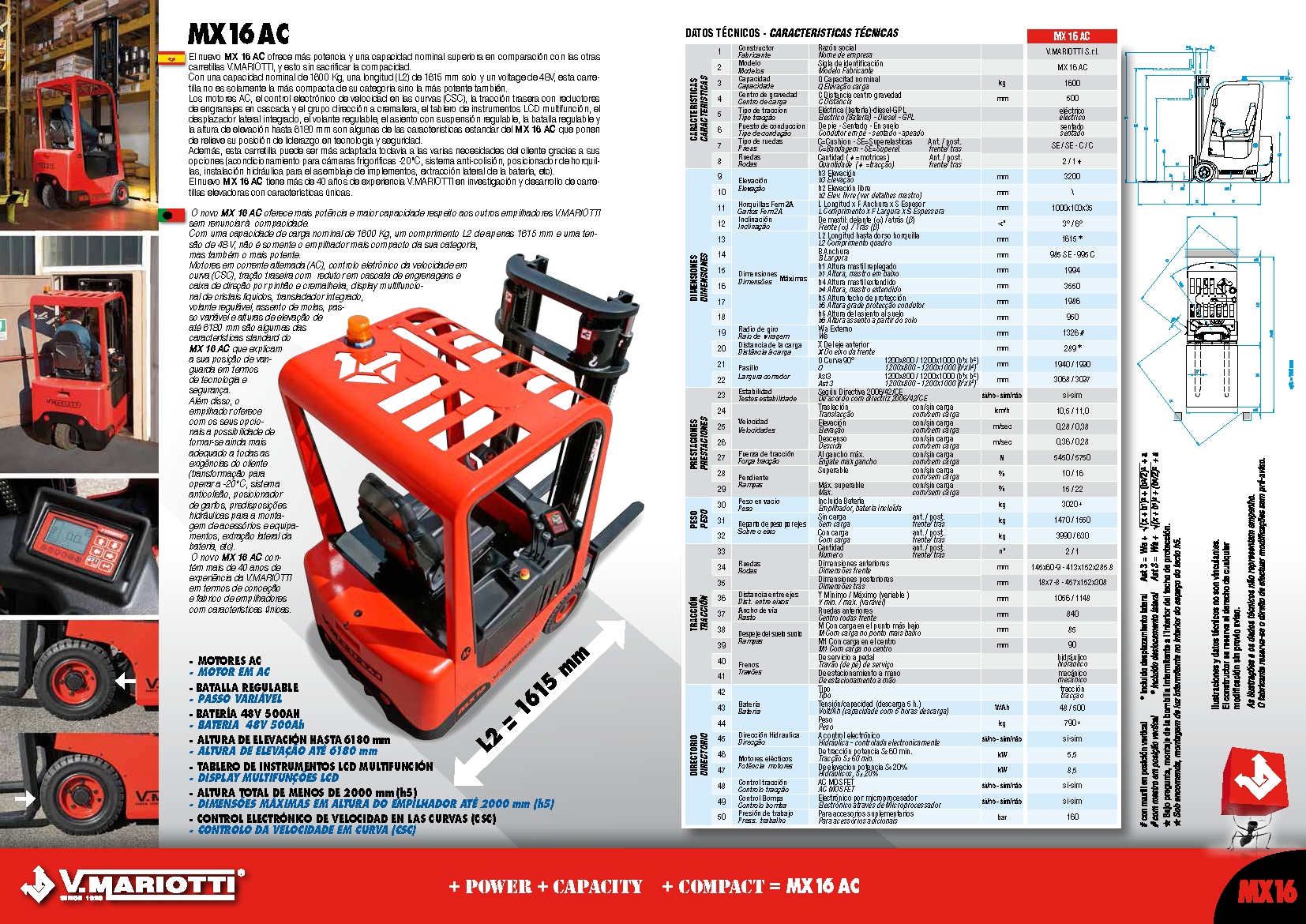 Catalogo caracteristicas carretilla Mariotti MX